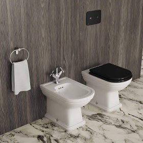 Sanitari a terra Wc Bidet filomuro 54x36 Sedile Nero Calla - Ideal Standard 