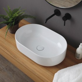 Lavabo SMART 54 cm ovale bianco lucido istallazione da appoggio