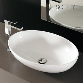 Lavabo SOFTLY 60 cm ovale bianco lucido istallazione da appoggio