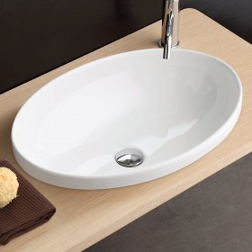 (LOV04/60SOFINC4 Lavabo Ovale SOFTLY INCASSO 4 cm bianco colorato